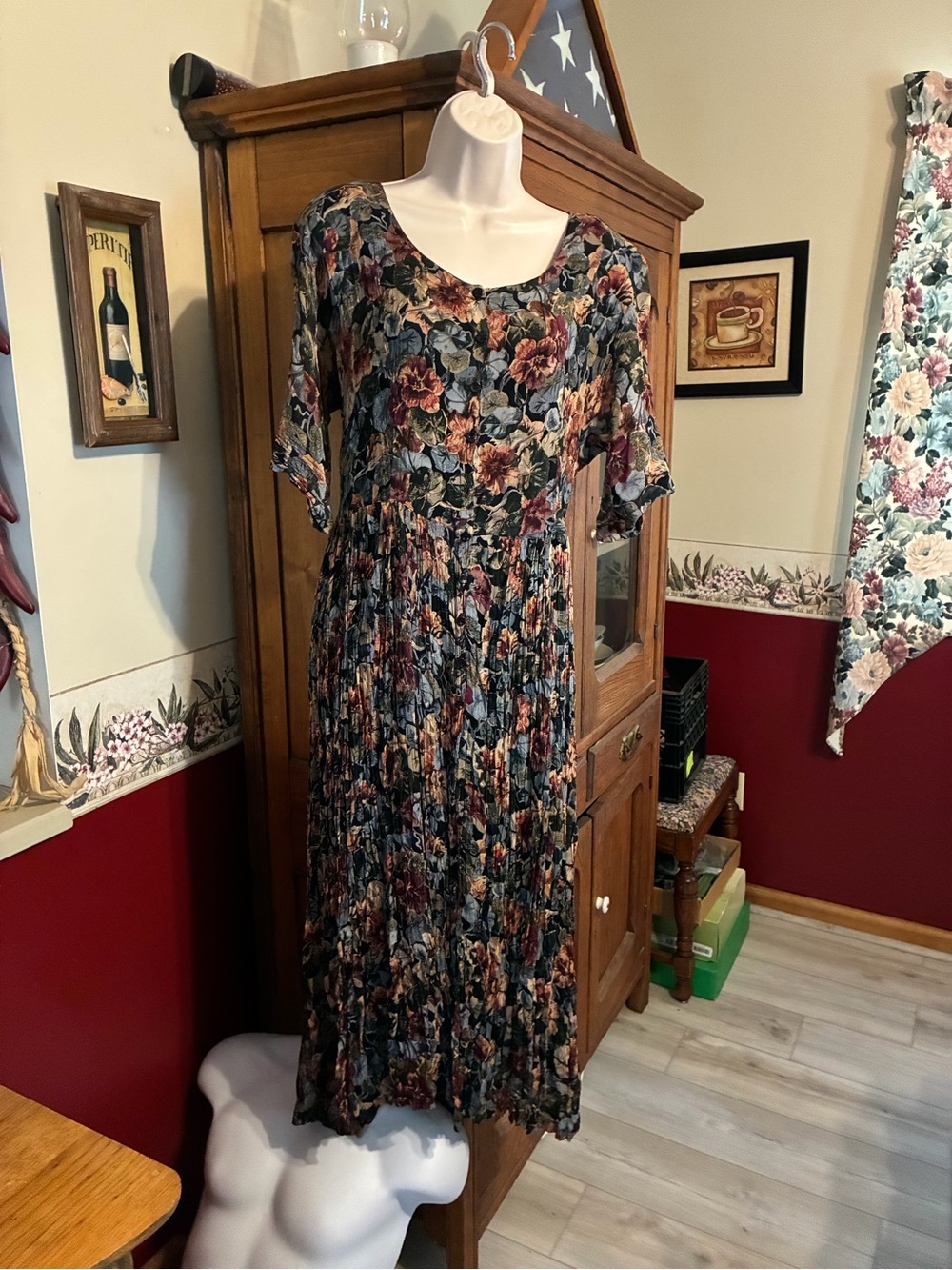 Floral Pleated Maxi Dress in Multi-Color